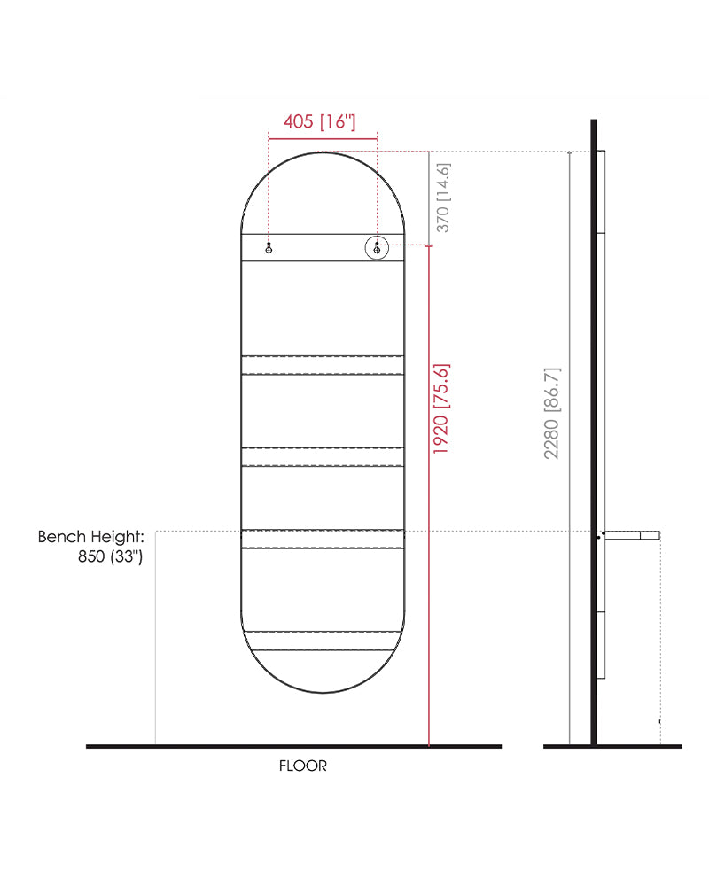 Villa II - Białe lustro fryzjerskie - Z półką